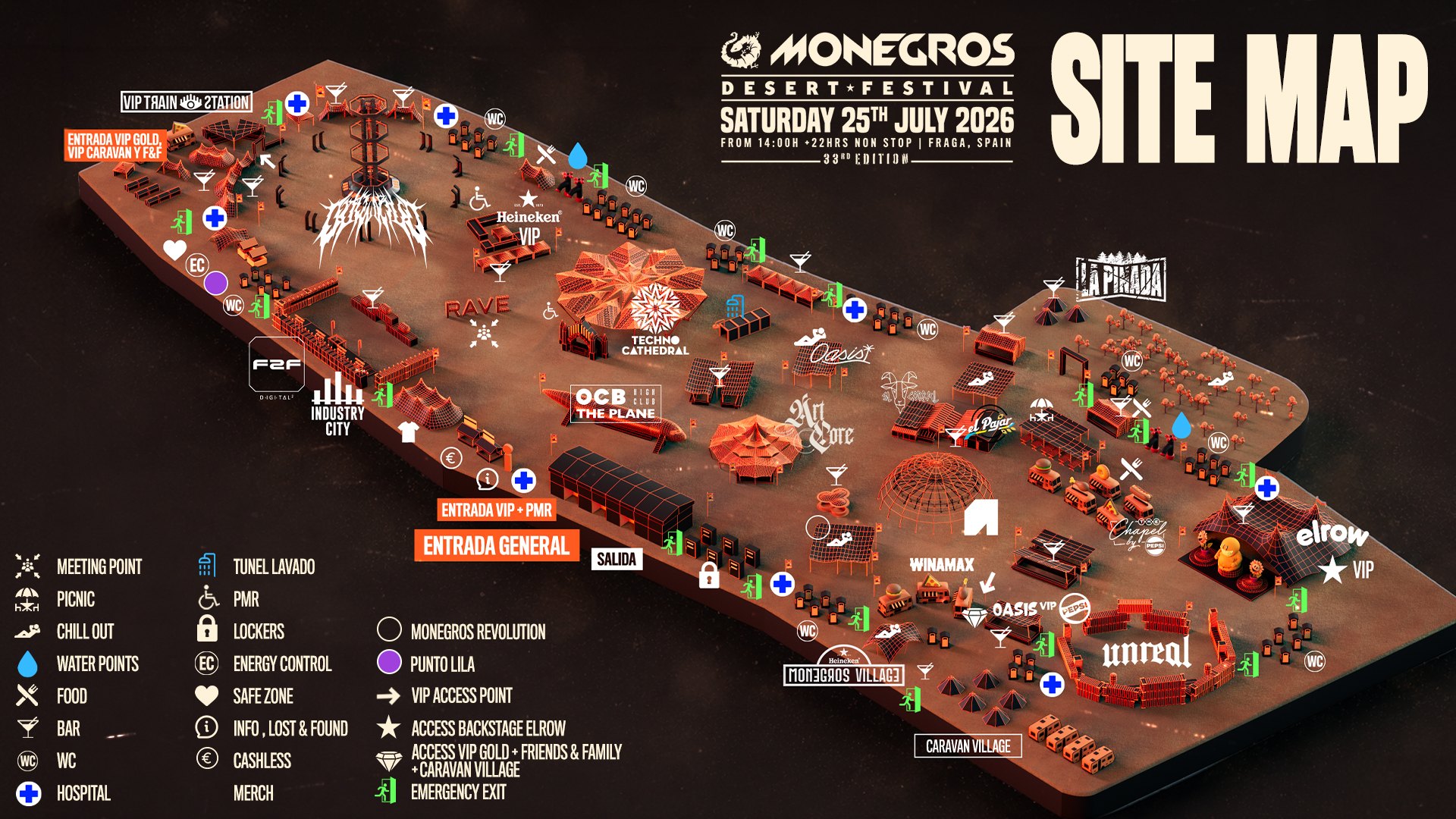 Official Monegros 2026 site map (3D)